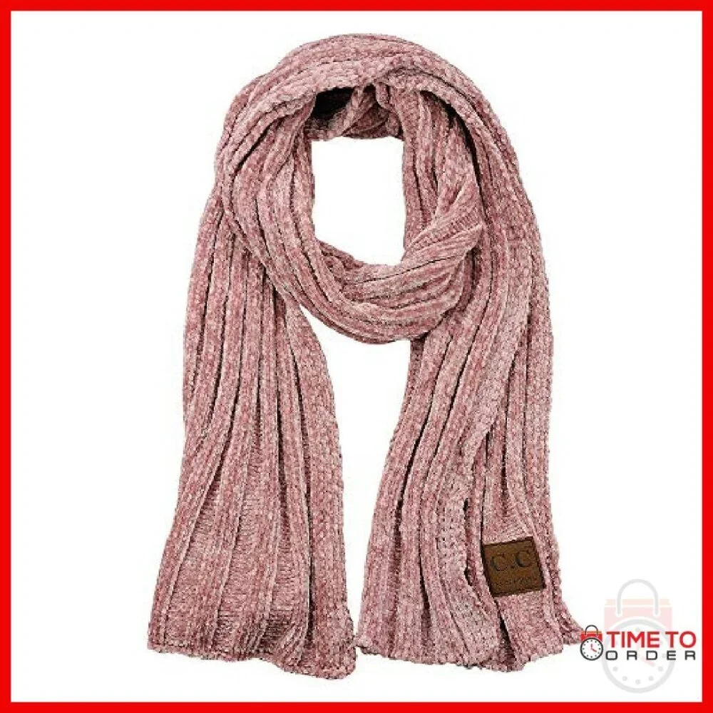 Ultra Soft Chenille Ribbed Knit Shawl Wrap Scarf 90